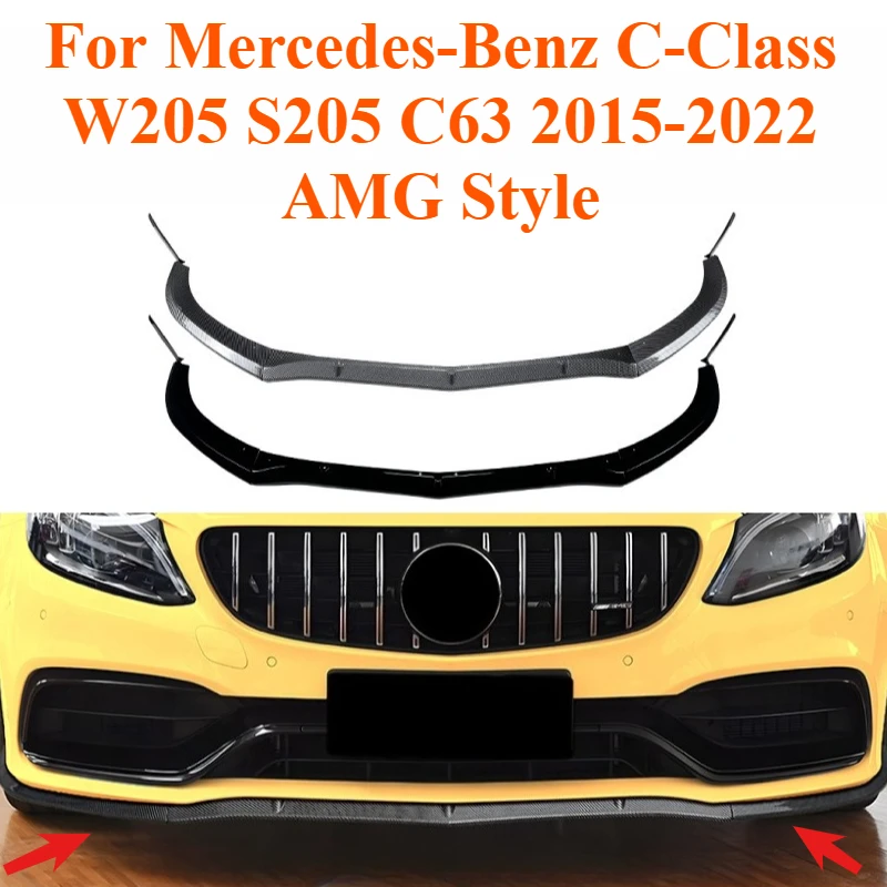 

For Mercedes-Benz C-Class W205 S205 C63 2015-2022 AMG Style Front Lip Splitter Front Bumper Spoiler Canards Modification Parts