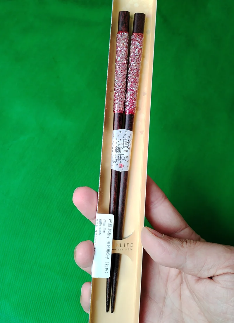 Chinese Natural Lacquered Wooden Chopsticks With Mother of Pearl Inlaid Art Reusable Japanese style Handcrafted Stylish Gift Set