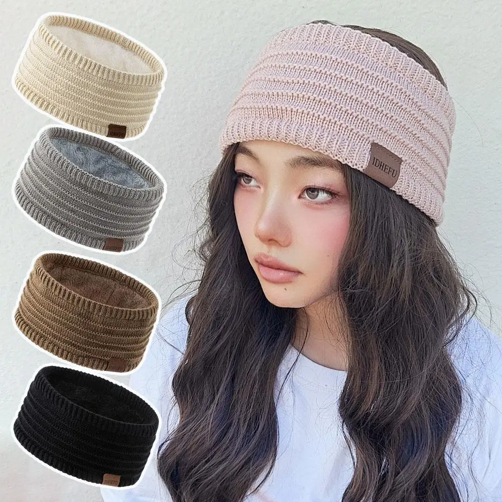 

Fashion Letter Knit Head Band Winter Women Makeup Face Washing Hair Bands Plush Wide Brim Outdoor Warm Headpiece Hair Accessory