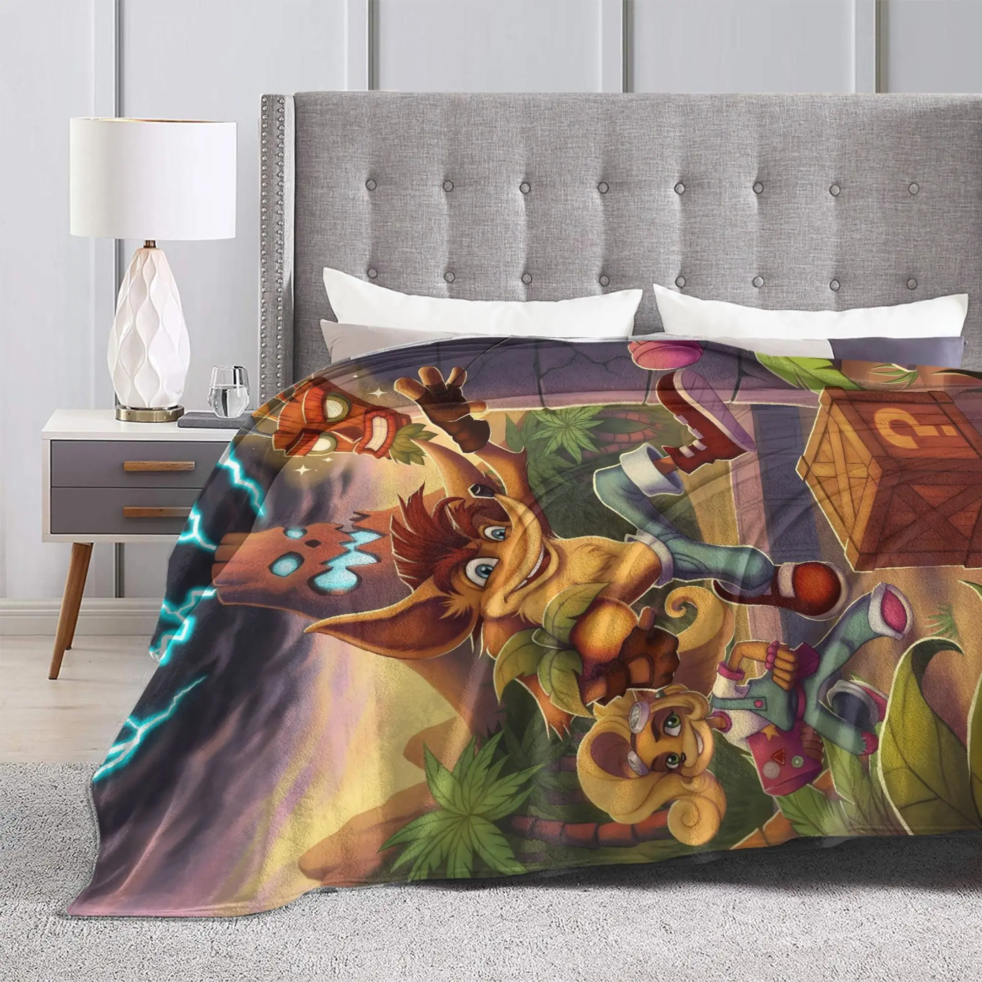 Crash Bandicoot Family Trip Blanket Quality Super Soft  Throw Blanket Winter Girls Boys Living Room Print Bedspread