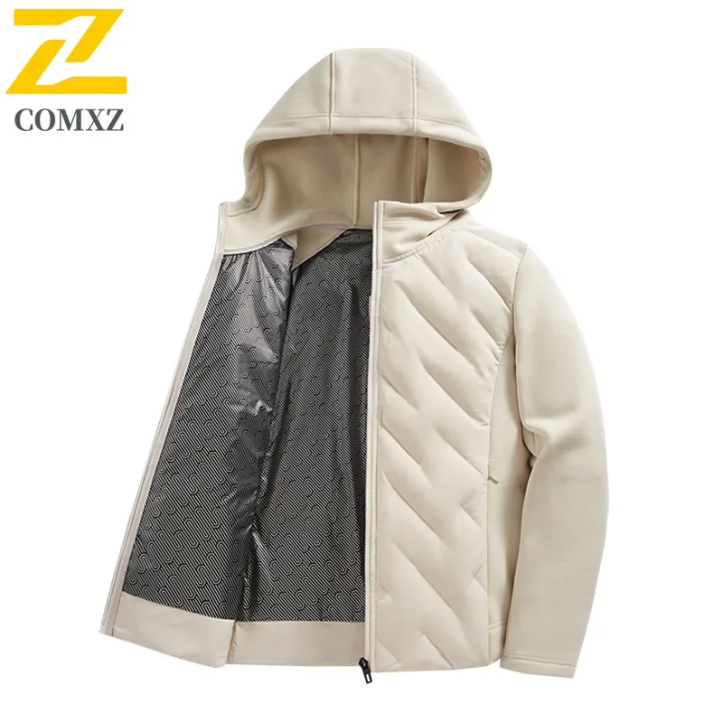 ​Men Graphene Heated Cotton Padded Jacket Thickened Winter Warm Outerwear Detachable Hood American Style Casual Outdoor Wear​