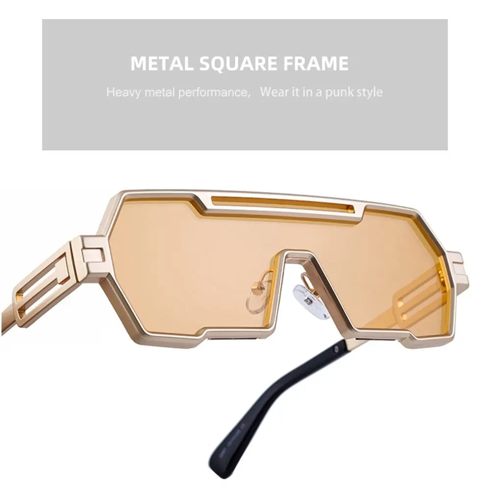 Punk Steampunk Sonnenbrille Retro Metall UV400 Schutz Shades Big Frame Einteilige Sonnenbrille für Männer