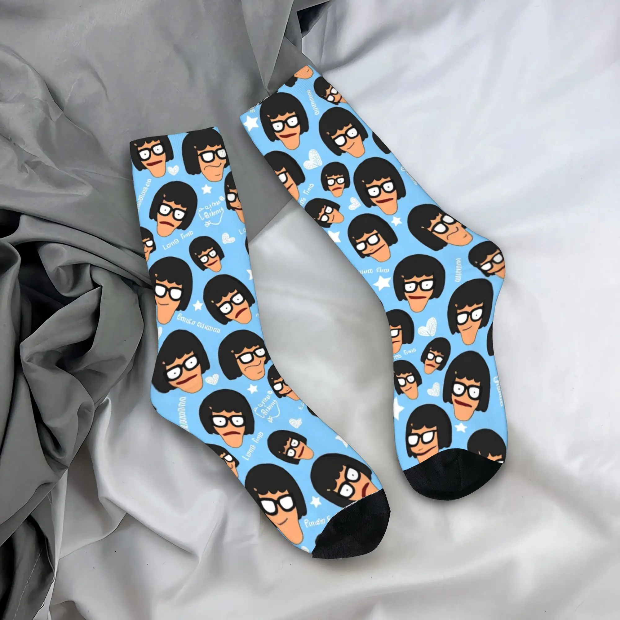 

Аниме Bobs забавные чулки B-Burgers с рисунком фильма, повседневные носки, зимние нескользящие носки, мужские носки унисекс, носки высокого качества для скалолазания