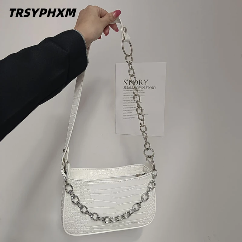 TRSYPHXM Crocodile texture armpit bag 2025 summer new trend fashionable versatile French niche shoulder bag diagonal cross bag