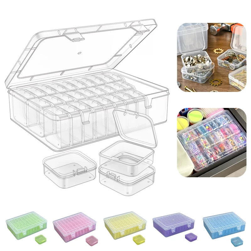 

Multipurpose Craft Organizer Box with 30PCS Small Clear Containers for Beads Seeds Nail Art Jewelry Tabletop Storage Solution