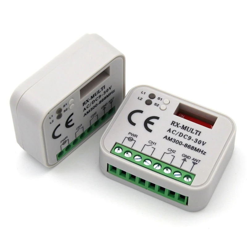 Universal 2 Channel Wireless Garage Door 433 MHZ DC12V 24V Fixed Code Rolling Code Receiver Controller Remote Control