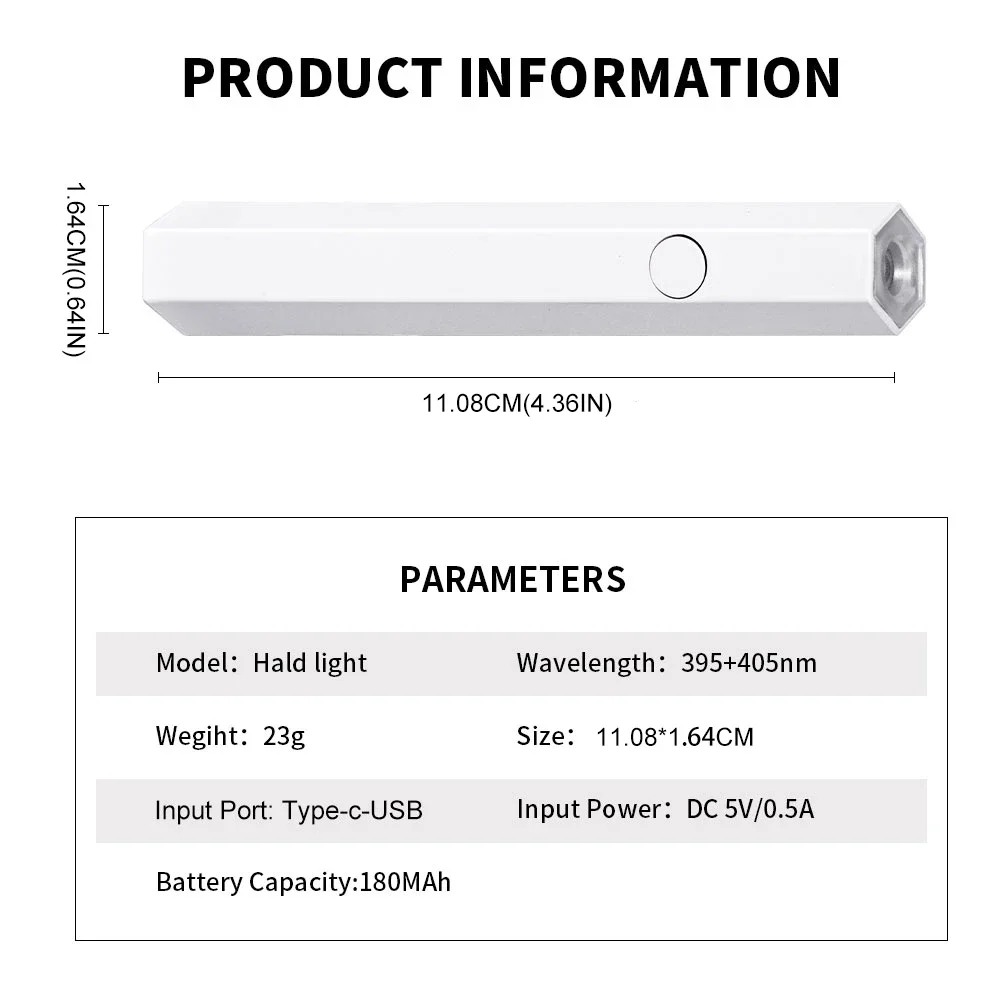 3W Mini tragbare Nail Art UV-Lampe wiederaufladbare Hand-UV-LED-Lampe zum Trocknen von Nagelgeln Akku-Nageltrocknerlampe für Heimwerkzeuge