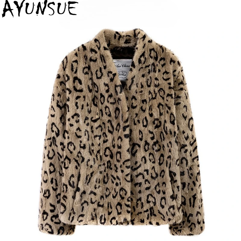 

AYUNSUE 100% Mink Fur Coat Women V-neck Real Fur Coats Female Mink New in Outerwears Winter Jacket Womens Clothing Шуба Женская