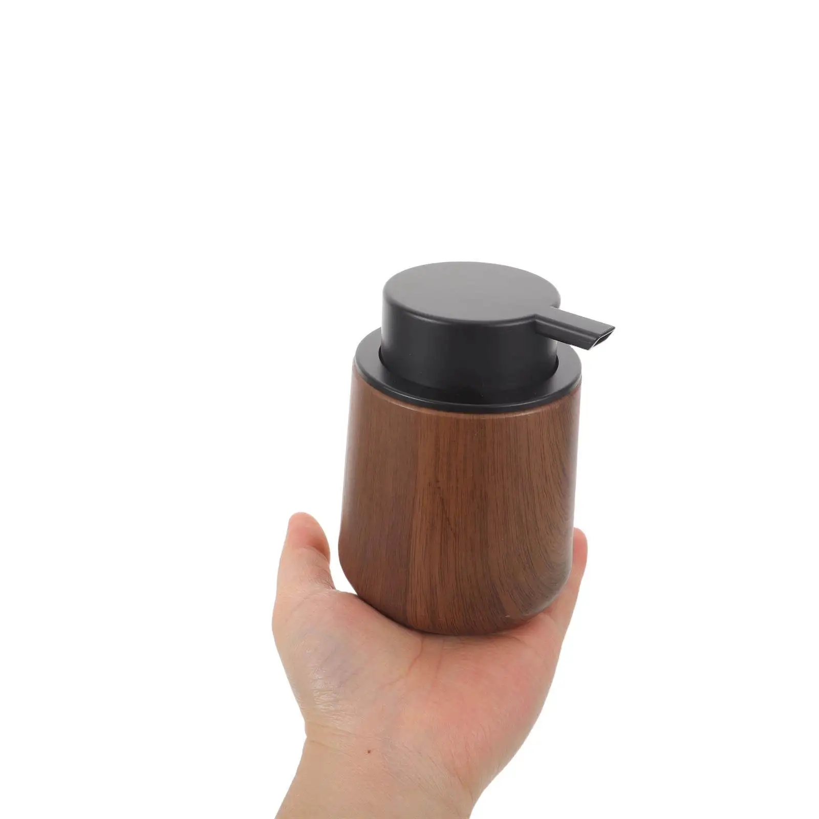 

250Ml Foaming Soap Dispenser Refillable Vintage Style Walnut Grain Finish Touch-Free Press Down Pump for Bathroom Kitchen Travel