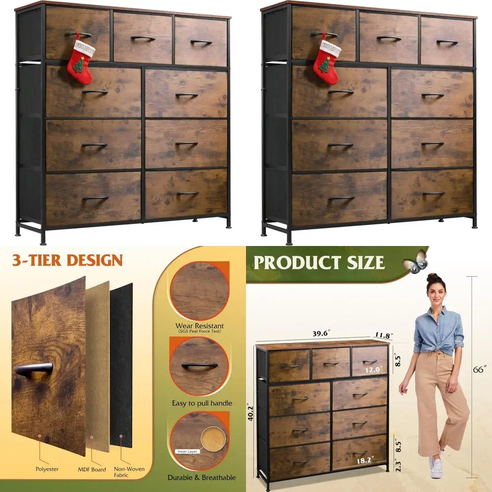 

Стеллаж для хранения с тканевыми корзинами, стальным каркасом, деревянной столешницей, удобными ручками, отделкой под дерево в стиле рустик, цвет коричневый.