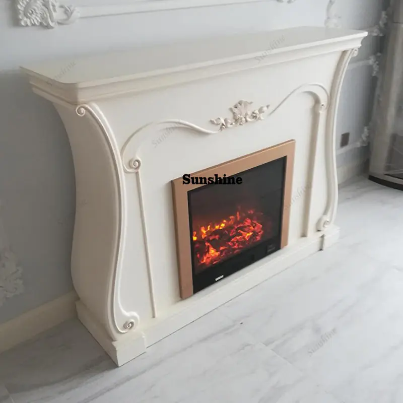 European solid wood entrance aisle entrance cabinet modern simple light luxury background wall mantel