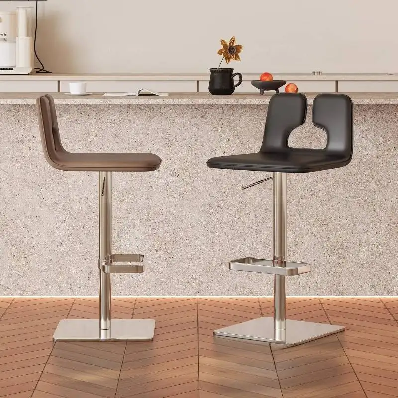 Italian Luxury Bar Chair Backrest Rotable Counter Barstool Bar Chair Design Restaurants Cafes Silla Alta Para Barra Furniture