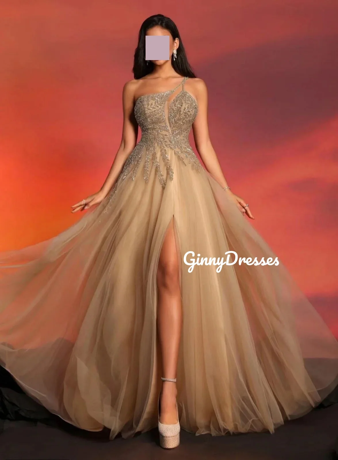 Personalizar vestidos de baile a linha de um ombro até o chão vestidos de noite de luxo beadings zíper até sem mangas vestidos de fiesta