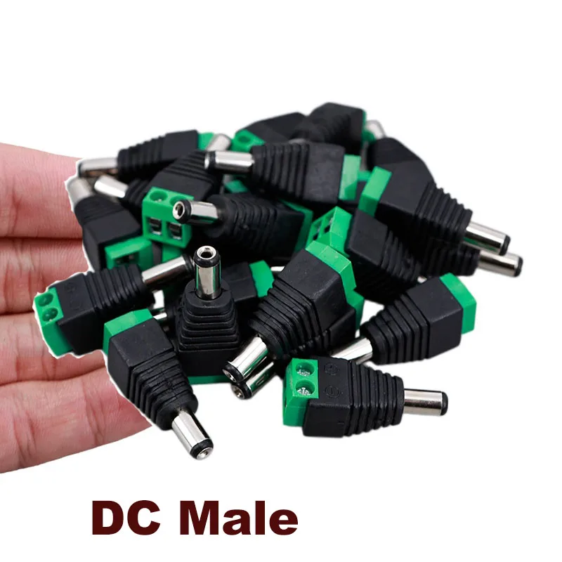 

50pcs DC Male 5.5x2.1mm Power Plug Adapter Jack terminal 5.5mm 2.1mm Connector Male for led strip CCTV Cameras Socket J17