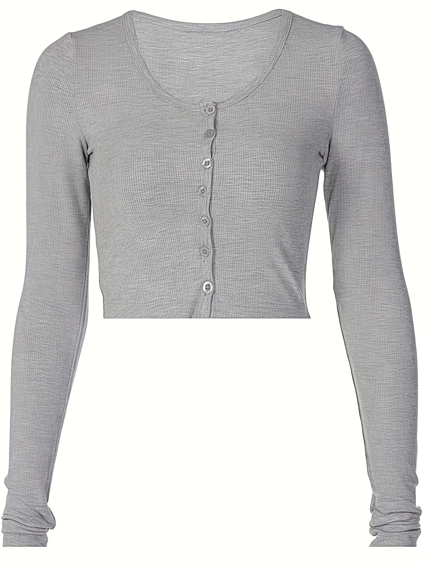 Vielseitiges, einreihiges Slim-Fit-Langarm-T-Shirt für vier Jahreszeiten, kurzes Oberteil mit hoher Taille, kann innen oder außen getragen werden