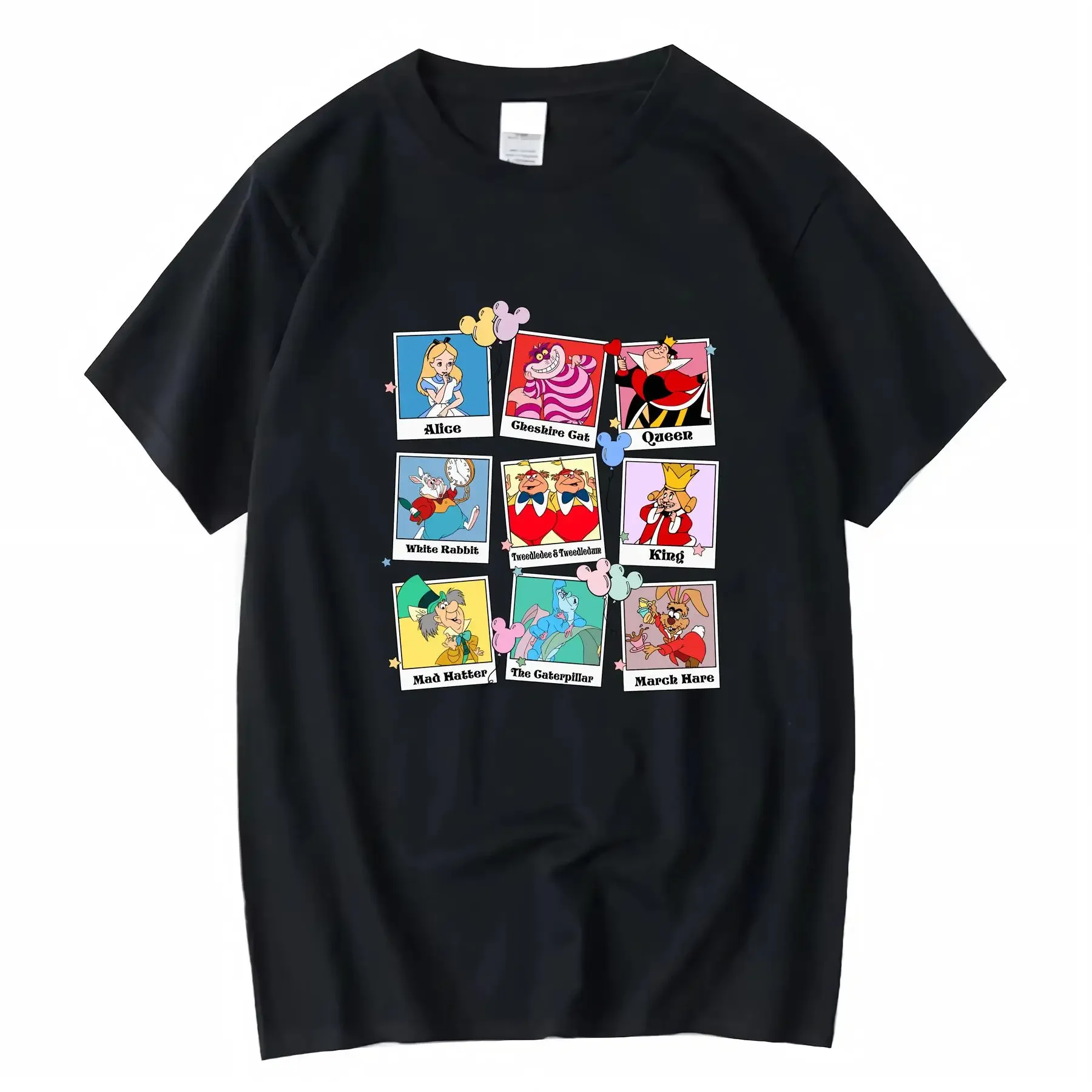 

Disney Alice In Wonderland Characters Portrait 100 Crew Neck T shirt Suitable for All Seasons Ages vintage Washed Comfortable