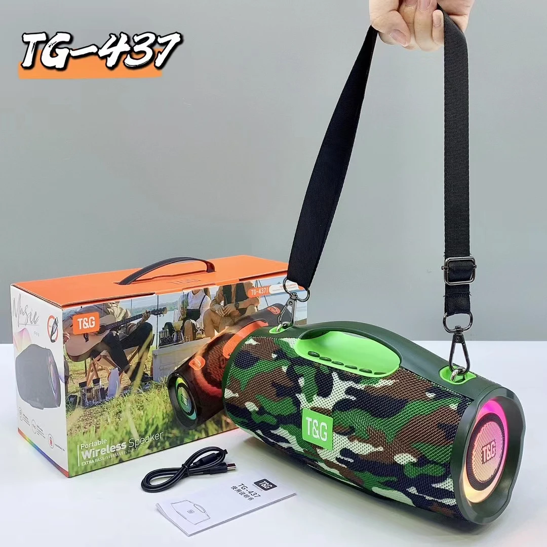 TG437 20W PORTABLE Big SPEAKER OUTDOOR Shoulder Strap High Bass Wireless Subwoofer SPEAKER Bluetooth Colorful Light Sound Box