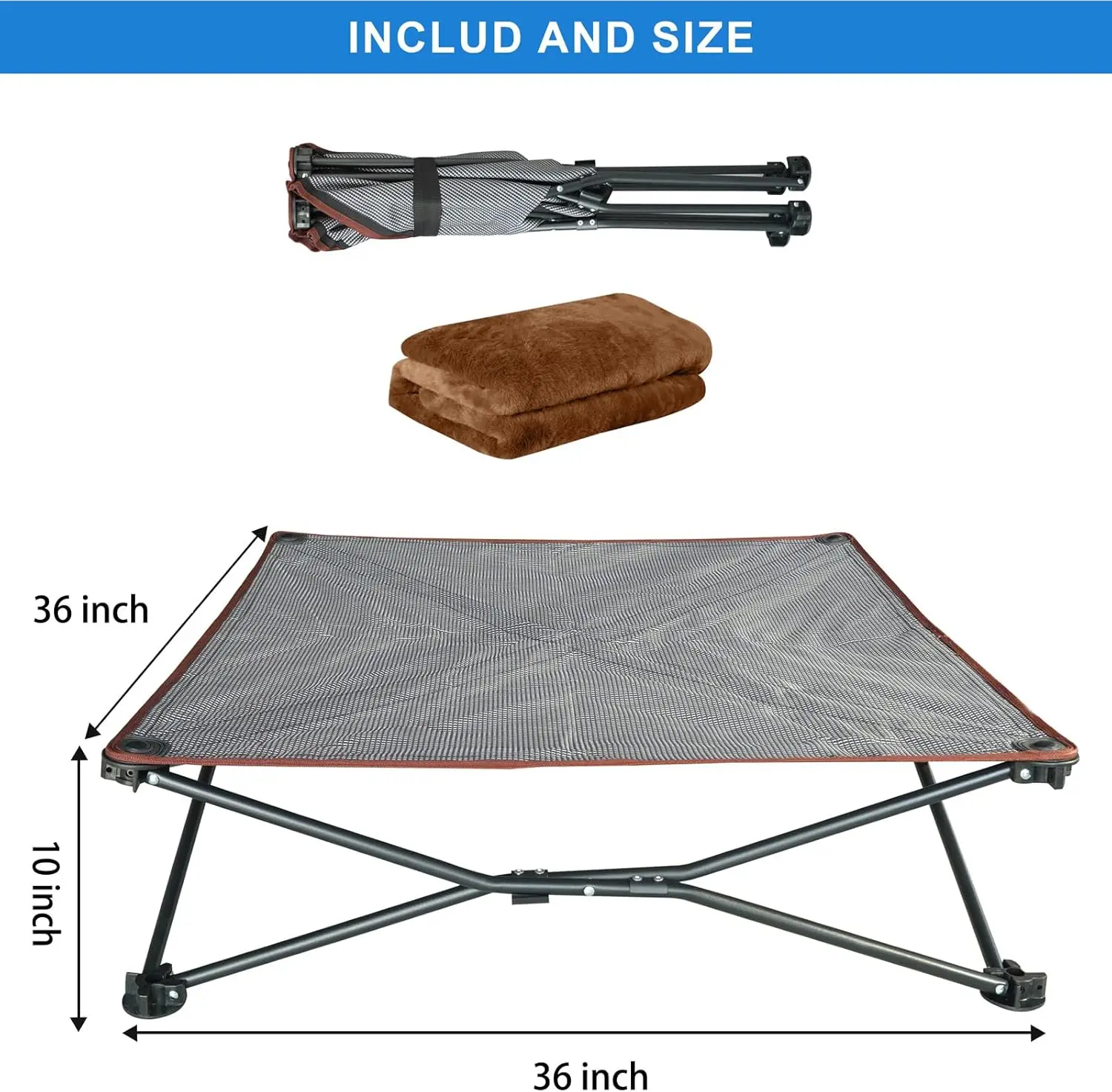 unp Outdoor Dog Bed - Portable, Elevated Camping Dog Cot for Indoor, Courtyard & Travel, Breathable Textilene Mesh