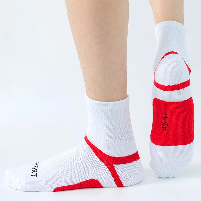 Sports Tennis Socks Middle Tube Cotton Thickened Towel Bottom Antibacterial Breathable Reflective Basketball Badminton Socks