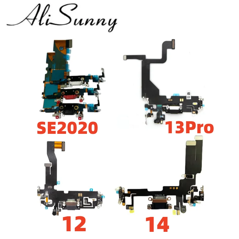 1pcs Charging Port Flex Cable For iPhone 14 11 12 13 Pro Max SE2 USB Charger Dock Connector With Microphone  Ribbon Repair