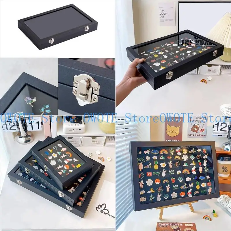 

A52E Sturdy Tabletop Medals Display Box Functioanl Large Plush Pin Organizers