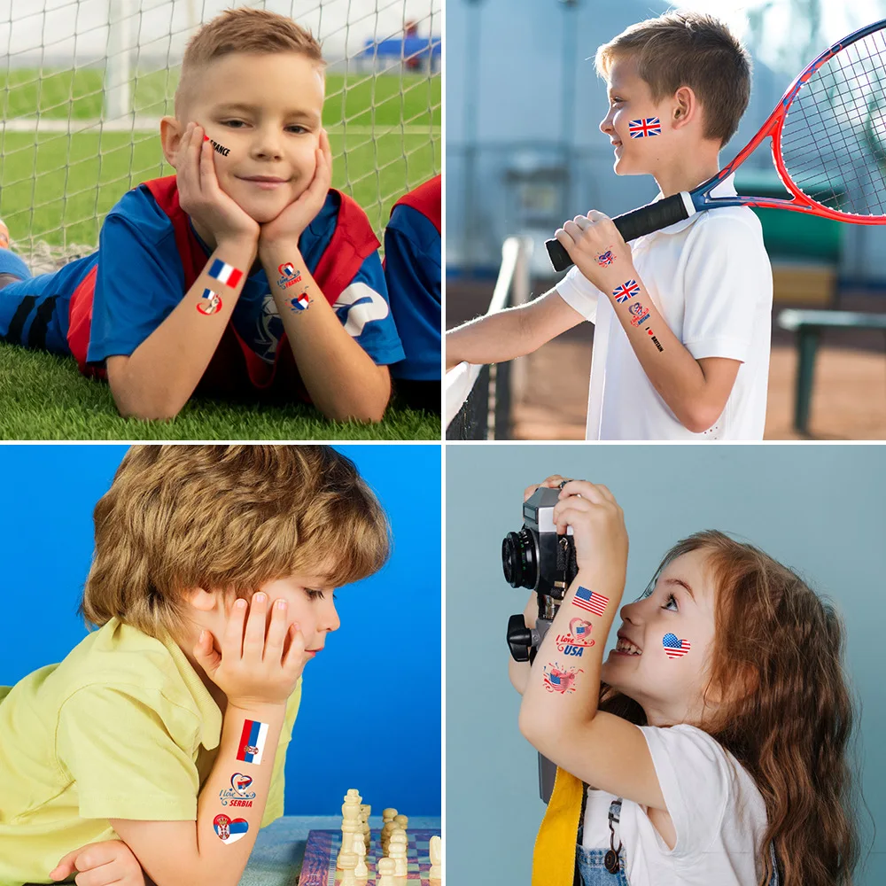 2026년 축구 임시 타투 깃발 디자인 방수 얼굴 스티커 (스포츠 경기 팬 응원 파티 용품) 썸네일 4
