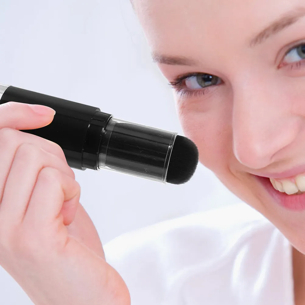 

2Pcs Press Dispense Makeup Brush Refillable Container for Loose Powder on-The-Go Application Soft Bristles Face Brush