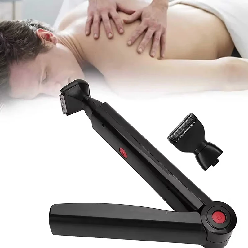 

High Quality Long Handle Waterproof Men Back Shaver USB Rechargeable Body Hair Trimmer Folding Back Shaver for Men