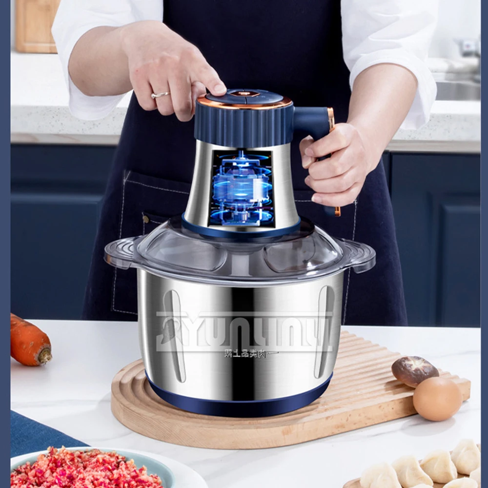 Tritacarne elettrico per uso domestico in acciaio inossidabile da 5 litri Macchina da cucina elettrica multifunzionale per tritaghiaccio per alimenti