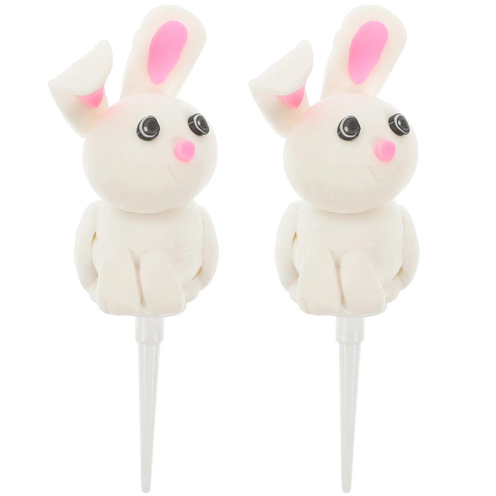 

2Pcs Safe and Long Lasting Red Flower Bunny Cake Toppers for Kids Party Decor Cake Party Toppers Cupcake Ornaments