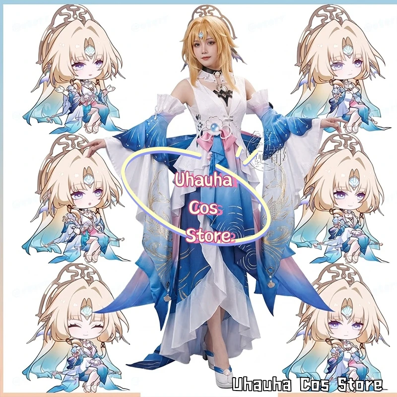

Uhauha Cos*/Cosplay New ！Game Cosplay Series: Honkai Star Rail Pearl Elegant Gorgeous Costume Character Wig Shoe set Halloween