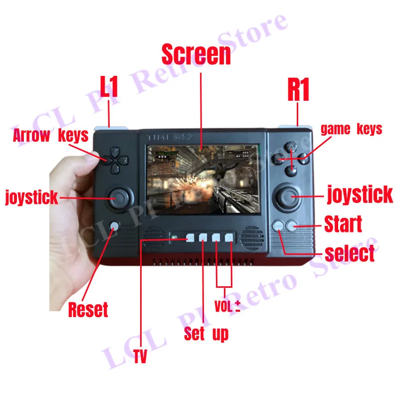 IPS Coleção portátil Arcade Player, nenhum simulador, Joystick duplo, modificado por P/S2 Motherboard, 5"