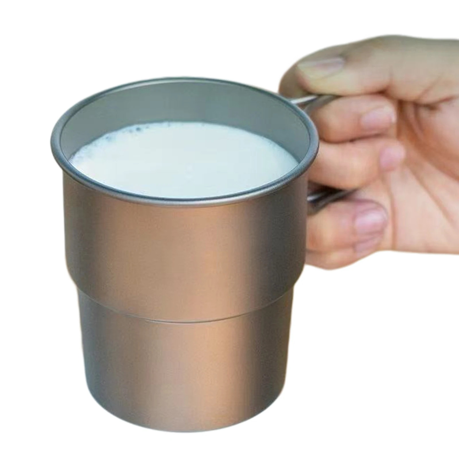 Outdoor-Camping-Wasserbecher, Geschirr, leichter Campingbecher mit klappbarem Griff für Outdoor-Wandern, Picknick, Kochen über offenem Feuer