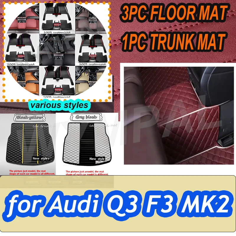 

LUXURY Car Mats For Audi Q3 F3 MK2 2019~2022 Durable Anti Dirt Rug Auto Floor Mat Luxury Leather