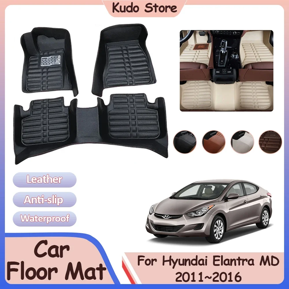 

Car Foot Parts for Hyundai Elantra Avante i35 MD UD 2011~2016 Custom Floor Mat Leather Panel Liner Cover Rug Interior Accessorie