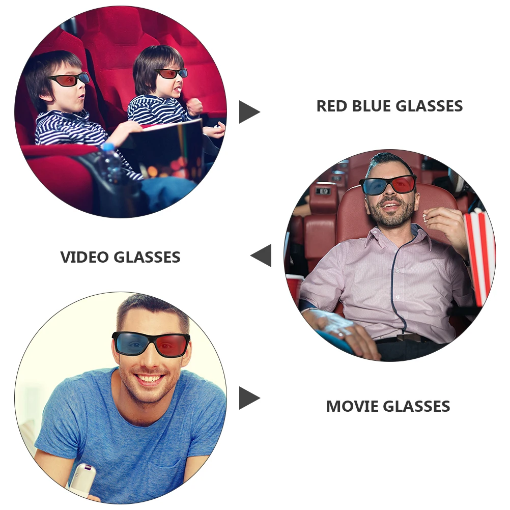 

20pcs 3D Red Blue Movie Plastic Lightweight Portable For Kids Adults Stereoscopic Video Game Glasses 3D Video Glasses