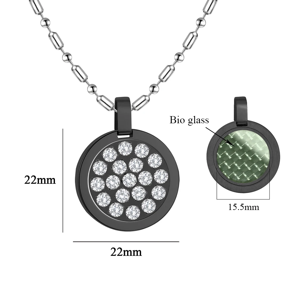 Modische Energie-Halskette 2000+, Edelstahlschmuck, Zirkon-Anhänger, hilft bei der Erhaltung des inneren pH-Werts. Ausgleich des Gesamtmetabolismus – Detail 6