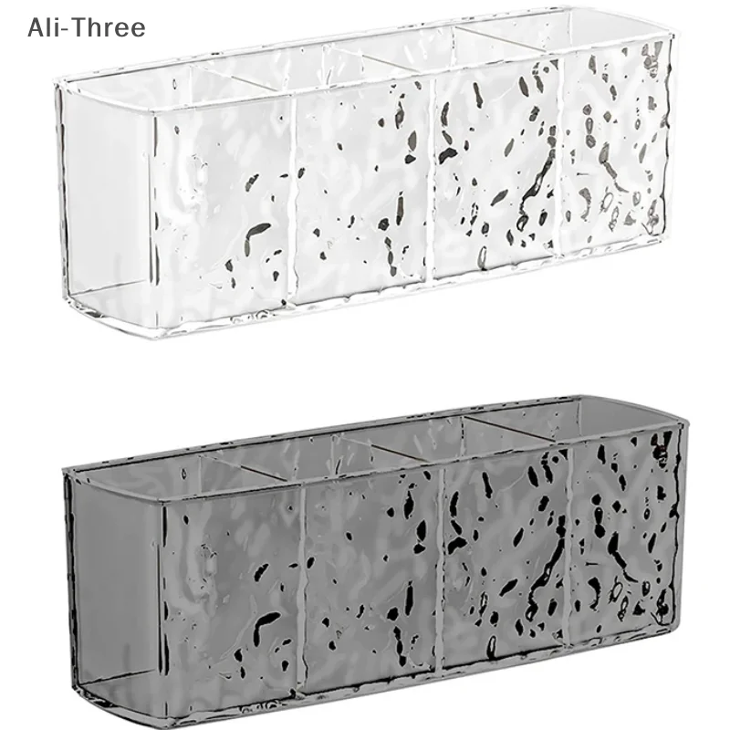 4グリッドウォーターリップルPS化粧品収納ボックスメイクブラシホルダーオーガナイザー口紅アイブロウペンシルデスクトップ収納ディスプレイスタンド