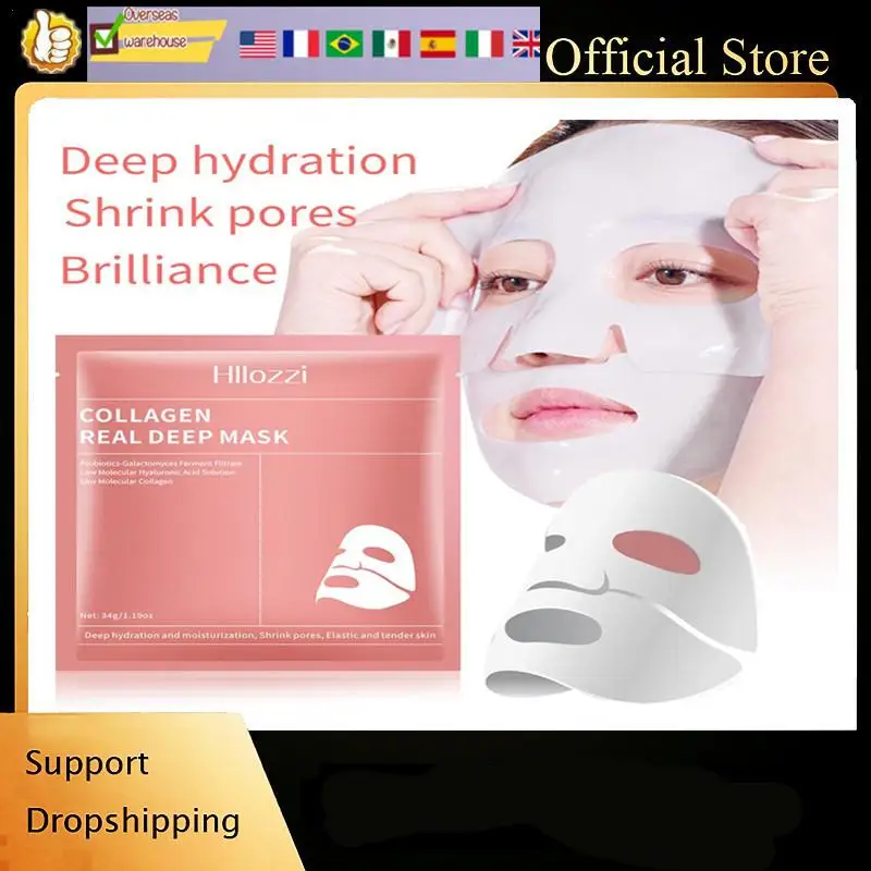 4 pieces of collagen sleeping mask, hydrating, moisturizing and whitening, translucent, thinning, smooth and tender skin