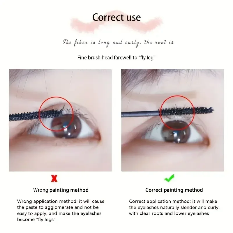 Silk Fiber Curling Mascara, Ultra-Fine Brush, Lengthening & Volumizing, Waterproof, Smudge-Proof, Long-Lasting, Unisex, Eye Safe