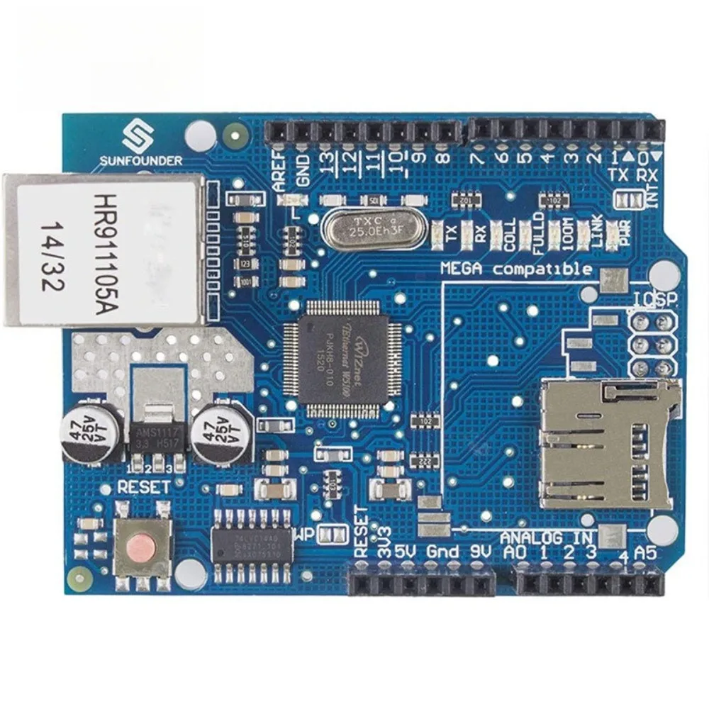 

Ethernet W5100 R3 Network Expansion Board With SD Card Slot SPI LAN Module Compatible With MEGA UNO