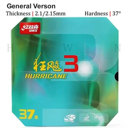 DHS Hurricane 3 NEO General H37 Goma de tenis de mesa, esponja naranja, goma de Ping Pong profesional para bucle de mano trasera