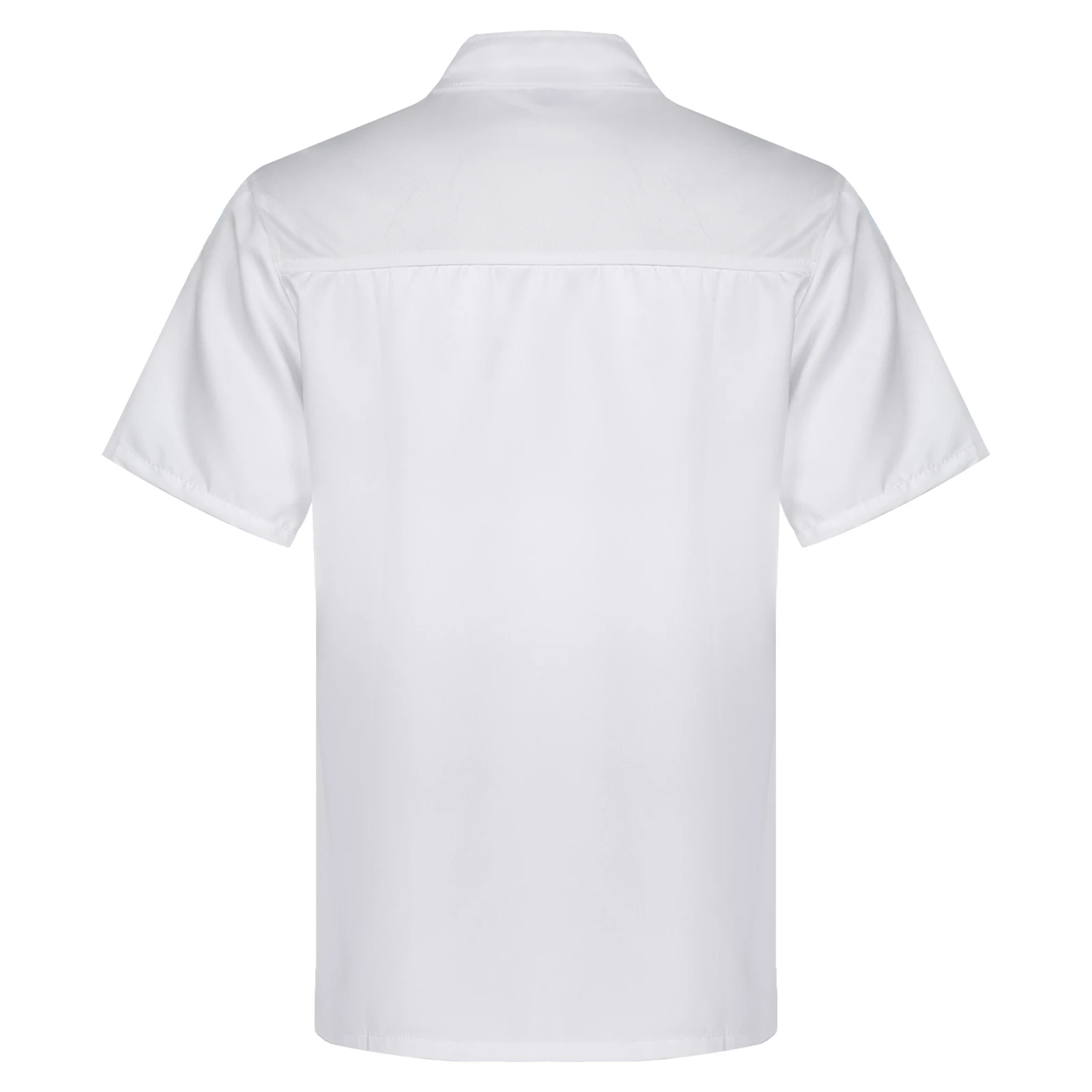 Unisex Men Women Fashion Short Sleeve Chef Jacket Stand Collar Letter Embroidery Chef Shirt Restaurant Kitchen Cooking Tops