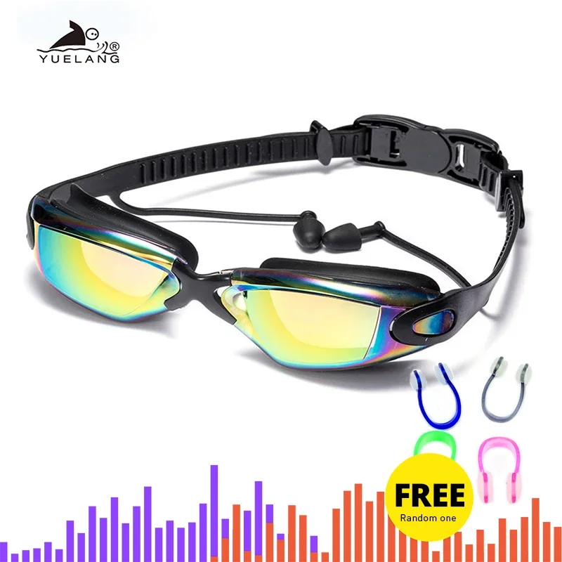 New Professional Swimming Goggles Swimming Glasses with Earplugs Nose Clip Electroplate Waterproof Silicone очки для пл