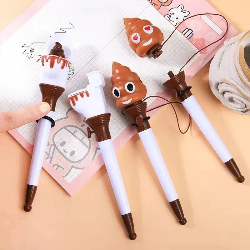 

1Pc Creative Cute Toilet Poo Shit Bounce Pen Fun Ballpoint Pens Cartoon Stress Relief Stationery School Supplies Funny Kids Gift