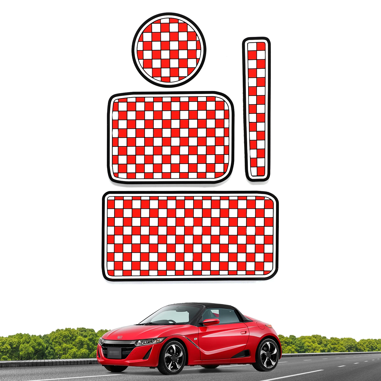 ZUNDUO Anti-Slip Gate Slot Mat for Honda S660 Car Non-slip Door Groove Pad Cup Holder Interior Accessories Rubber Coaster