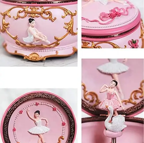 Classical Ballerina Music Box with Colorful Lights, 18-Note Wind Up for Birthday Christmas Gift
