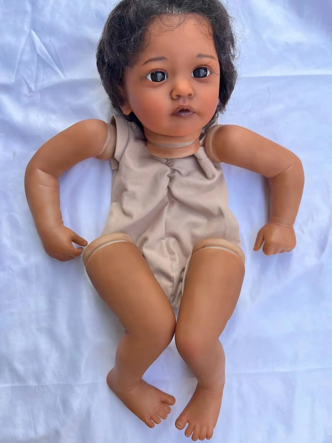 FBBD Customized Limited Supply24inch Reborn Baby Doll Ayana With Hand-Rooted Hair Dark Skin Painted Kit DIY Part