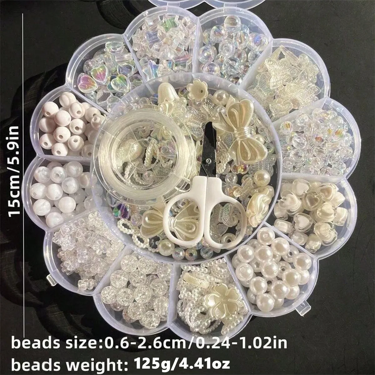 2Set/1Set 13 Grids Acrylic Flower Boxed Beads Pink And White Flower Series Loose Beads,For DIY Hand String Series Making view 2
