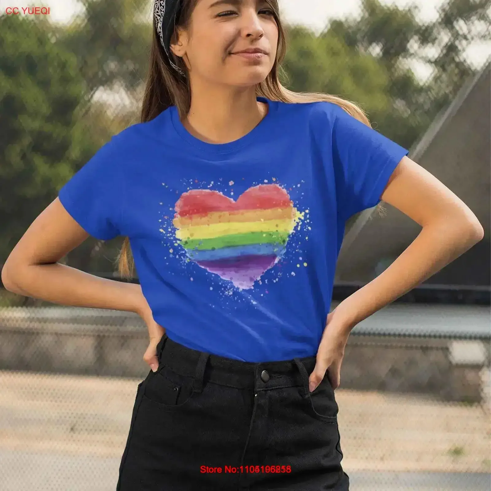 

Women's Pride Rainbow Heart Quality T Shirt Love Gay Lesbian LGBTQ vintage Washed streetwear designer clothes Comfortable
